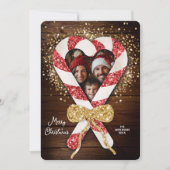 Rustikales Candy Cane Frame Foto Weihnachten Einladung (Vorderseite)