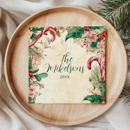 Rustikales Candy Cane Weihnachtsgebäck Party Serviette