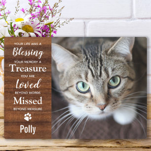 Rustikales Cat Memorial Fotoplatte