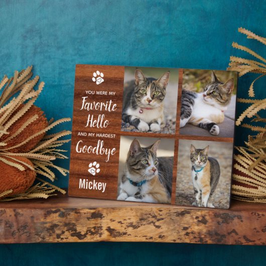 Rustikales Cat Memorial Fotoplatte (Seite)