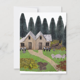 Rustikales Chalet für Sommerferien Camping im Wald Postkarte