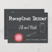 Rustikales Chalkboard 3d Monogram Script Einladungspostkarte (Vorne/Hinten)