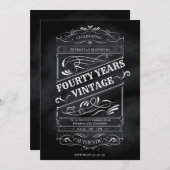 Rustikales Chalkboard 40. Geburtstag Mann Vintag Einladung (Vorne/Hinten)