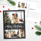 Rustikales Chalkboard 4 Foto Collage Weihnachten Postkarte