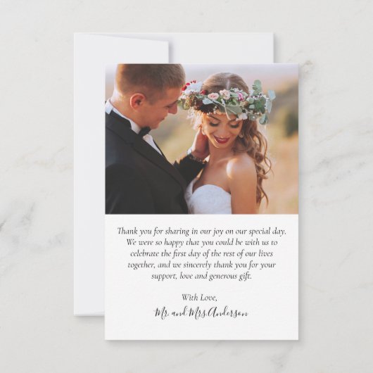 Rustikales Chalkboard 6 Foto Collage Script Hochze Dankeskarte (Rückseite)