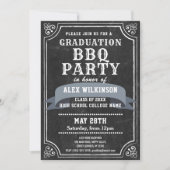 Rustikales Chalkboard Backyard GRILLEN Party Einfa Einladung (Vorderseite)