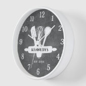Rustikales Chalkboard Bauernhof Küche Personalisie Uhr (Winkel)