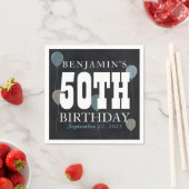 Rustikales Chalkboard Blue Balloon Modern Birthday Serviette (Beispiel)