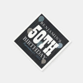 Rustikales Chalkboard Blue Balloon Modern Birthday Serviette (Ecke)