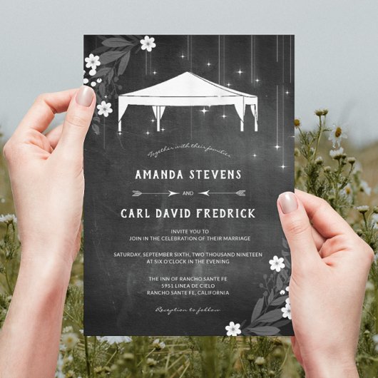 Rustikales Chalkboard Blumengestelle Outdoor Zelt Einladung