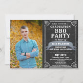 Rustikales Chalkboard Einfaches Foto Abschluss GRI Einladung (Vorderseite)