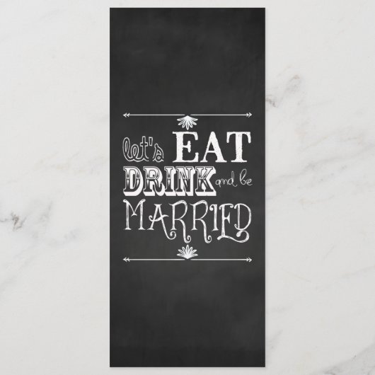 Rustikales Chalkboard essen Drink Verheiratet Hoch Menükarte (Rückseite)
