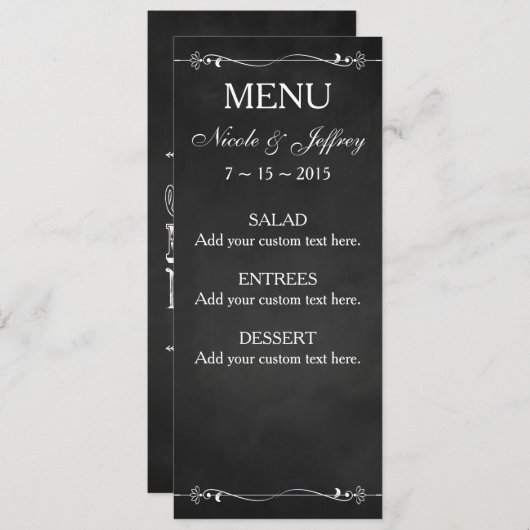 Rustikales Chalkboard essen Drink Verheiratet Hoch Menükarte (Vorne/Hinten)