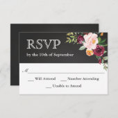 Rustikales Chalkboard Floral Wedding RSVP (Vorne/Hinten)