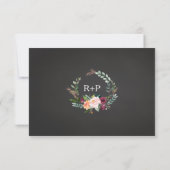 Rustikales Chalkboard Floral Wedding RSVP Karte (Rückseite)