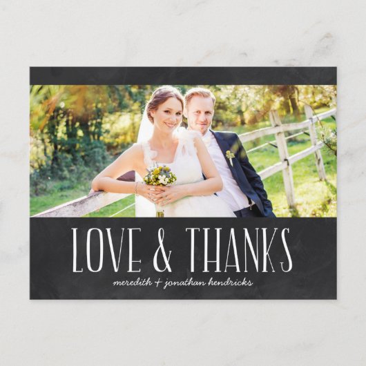 Rustikales Chalkboard Foto Vielen Dank Postkarte (Vorderseite)