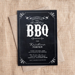 Rustikales Chalkboard Geburtstagsparty GRILLEN Ein Einladung