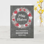 Rustikales Chalkboard Godmutter Frohe Weihnachten Karte (Gelbe Blume)
