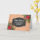 Rustikales Chalkboard Godson Frohe Weihnachten Karte (Gelbe Blume)
