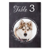 Rustikales Chalkboard Greeneria Wedding Pet Foto Tischnummer (Rückseite)