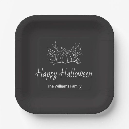 Rustikales Chalkboard Halloween-Party Simple Pumpk Pappteller (Vorderseite)