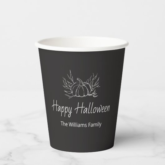 Rustikales Chalkboard Happy Halloween Simple Pumpk Pappbecher (Vorderseite)