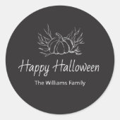 Rustikales Chalkboard Happy Halloween Simple Pumpk Runder Aufkleber (Vorderseite)