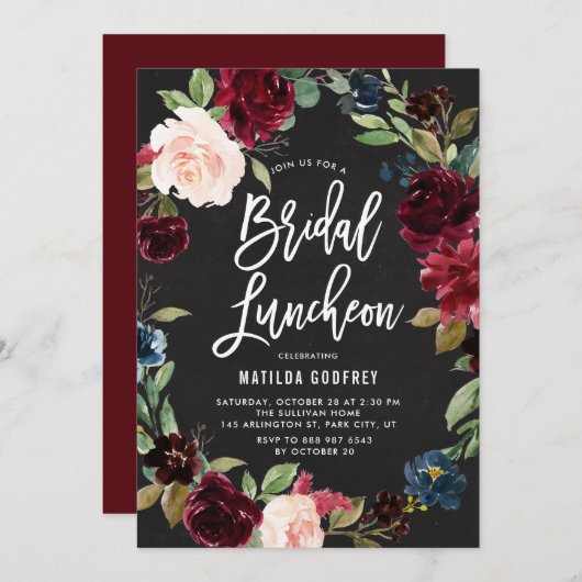 Rustikales Chalkboard Herbst Bellinzona Einladung (Vorne/Hinten)