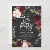 Rustikales Chalkboard Herbst Blumenrahmen Tee Part Einladung (Vorderseite)