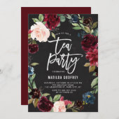 Rustikales Chalkboard Herbst Blumenrahmen Tee Part Einladung (Vorne/Hinten)