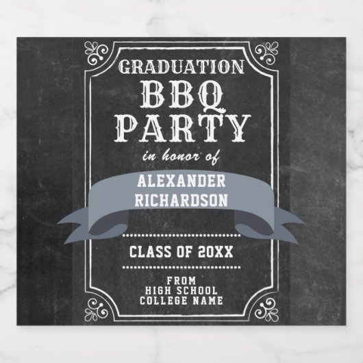 Rustikales Chalkboard Hinterhof Abschluss GRILLEN Bierflaschenetikett (Einzelnes Label)