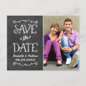 Rustikales Chalkboard-Hochzeitssemble - Foto Save  Ankündigungspostkarte (Vorderseite)