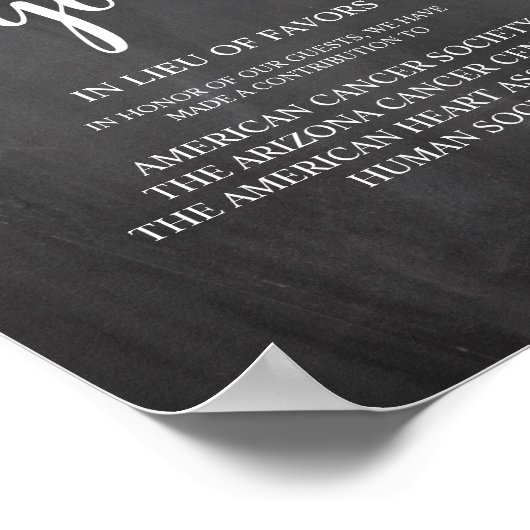 Rustikales Chalkboard, Hochzeitsspende, Beitrag Poster (Ecke)