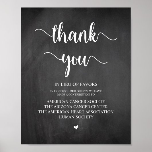 Rustikales Chalkboard, Hochzeitsspende, Beitrag Poster (Vorne)