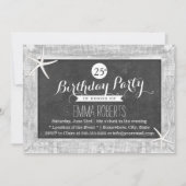 Rustikales Chalkboard Holz Gerahmte Starfish Gebur Einladung (Vorderseite)