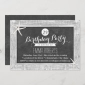 Rustikales Chalkboard Holz Gerahmte Starfish Gebur Einladung (Vorne/Hinten)