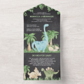 Rustikales Chalkboard Jungle Niedlich Dinosaur Bab All In One Einladung (Innen Boden)