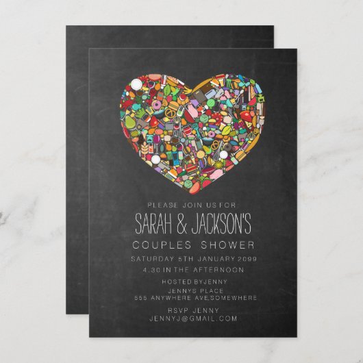 Rustikales Chalkboard Küche Tee Brautparty Party Einladung (Vorne/Hinten)