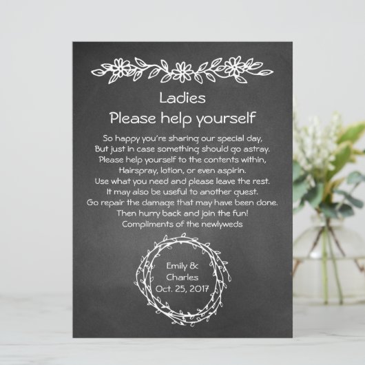 Rustikales Chalkboard-Look Hochzeitssymbol (Stehend Vorderseite)