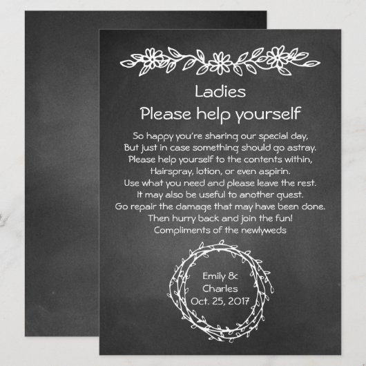 Rustikales Chalkboard-Look Hochzeitssymbol (Vorne/Hinten)