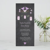 Rustikales Chalkboard Love Birds Mason Jars Einladung (Stehend Vorderseite)