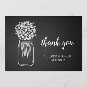 Rustikales Chalkboard Mason Jar Blume Vielen Dank Dankeskarte