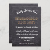 Rustikales Chalkboard Nachbarschaftsblock-Party Einladung (Vorne/Hinten)