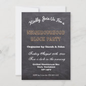 Rustikales Chalkboard Nachbarschaftsblock-Party Einladung (Vorderseite)