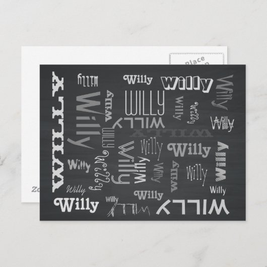 Rustikales Chalkboard Name Collage Postkarte (Vorne/Hinten)