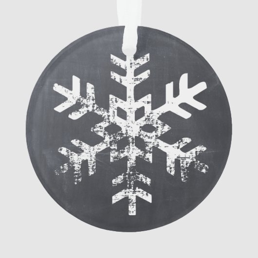 Rustikales Chalkboard Neu verheiratete Schneeflock Ornament (Rückseite)