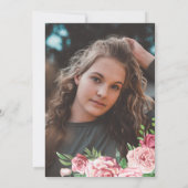 Rustikales Chalkboard Pink Roses FOTO 16 . Geburts Einladung (Rückseite)