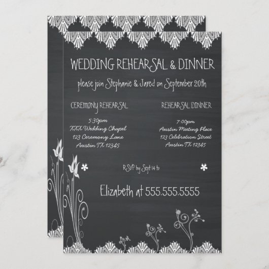 Rustikales Chalkboard Probe Dinner Einladung (Vorne/Hinten)