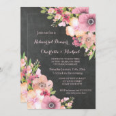 Rustikales Chalkboard Rosa Probe Abendessen Einladung (Vorne/Hinten)