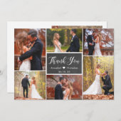 Rustikales Chalkboard Script 6 Foto Collage Weddin Dankeskarte (Vorne/Hinten)